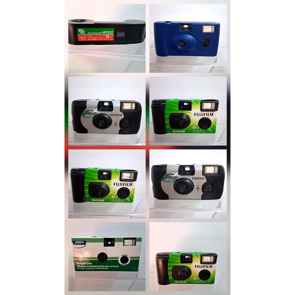 Lot 8 Vintage Expired Disposable Cameras Fujifilm QuickSnap Exposed Film AS-IS